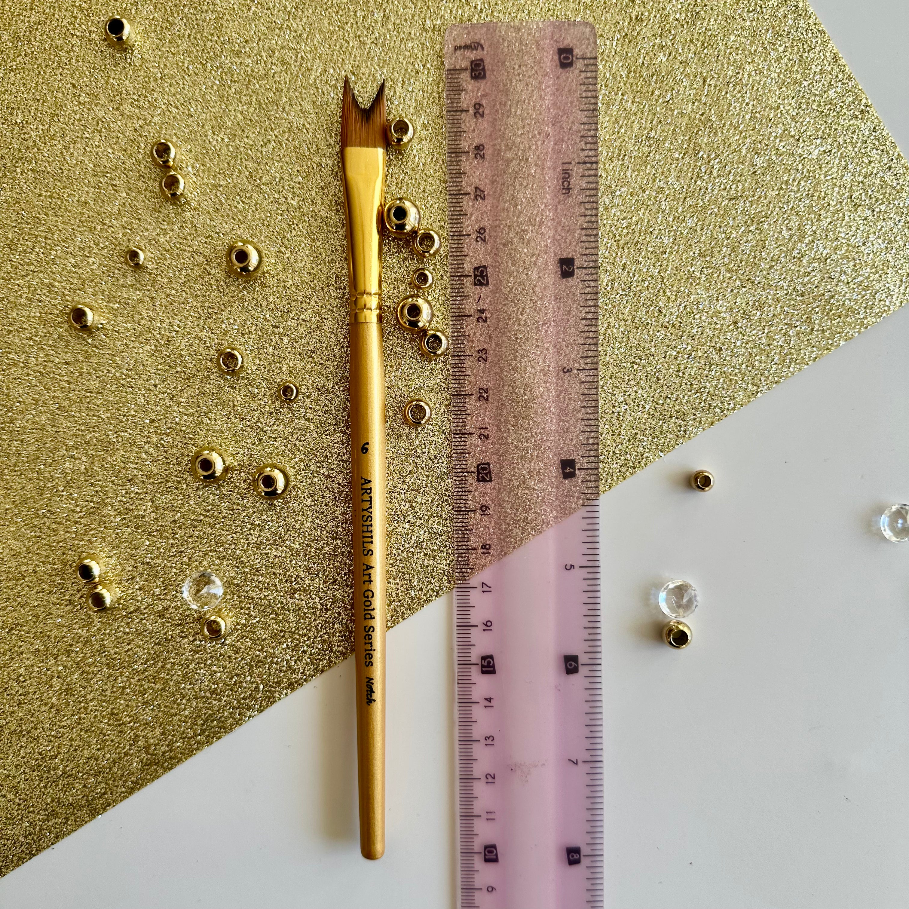 No.6 Notch hair Brush : Gold Glow Collection | Synthetic Hair | Vegan