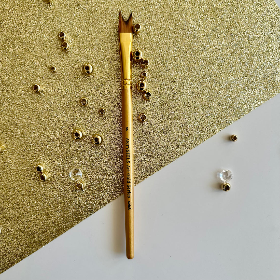 No.6 Notch hair Brush : Gold Glow Collection | Synthetic Hair | Vegan