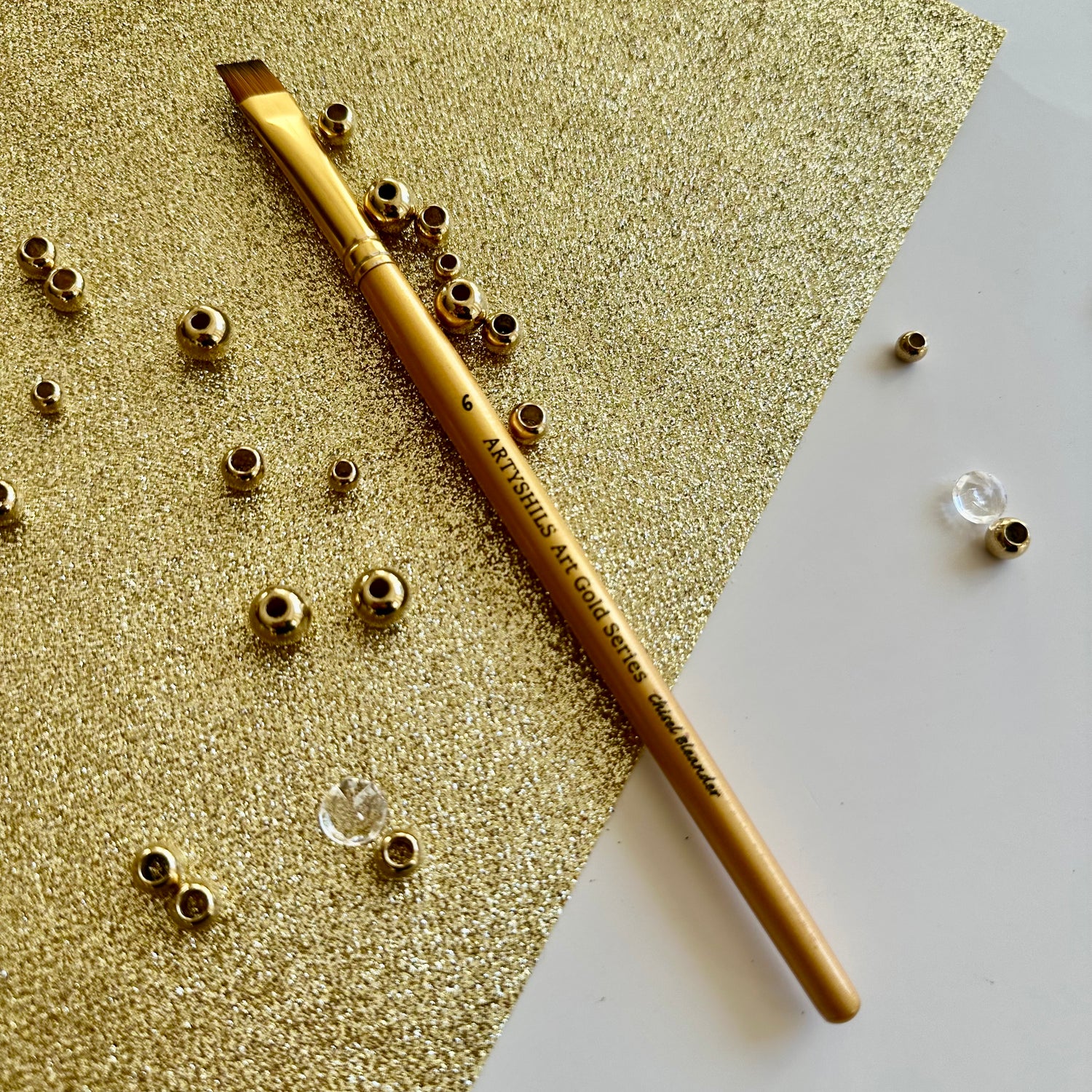 No.6 Chisel Blender Brush : Gold Glow Collection | Synthetic Hair | Vegan