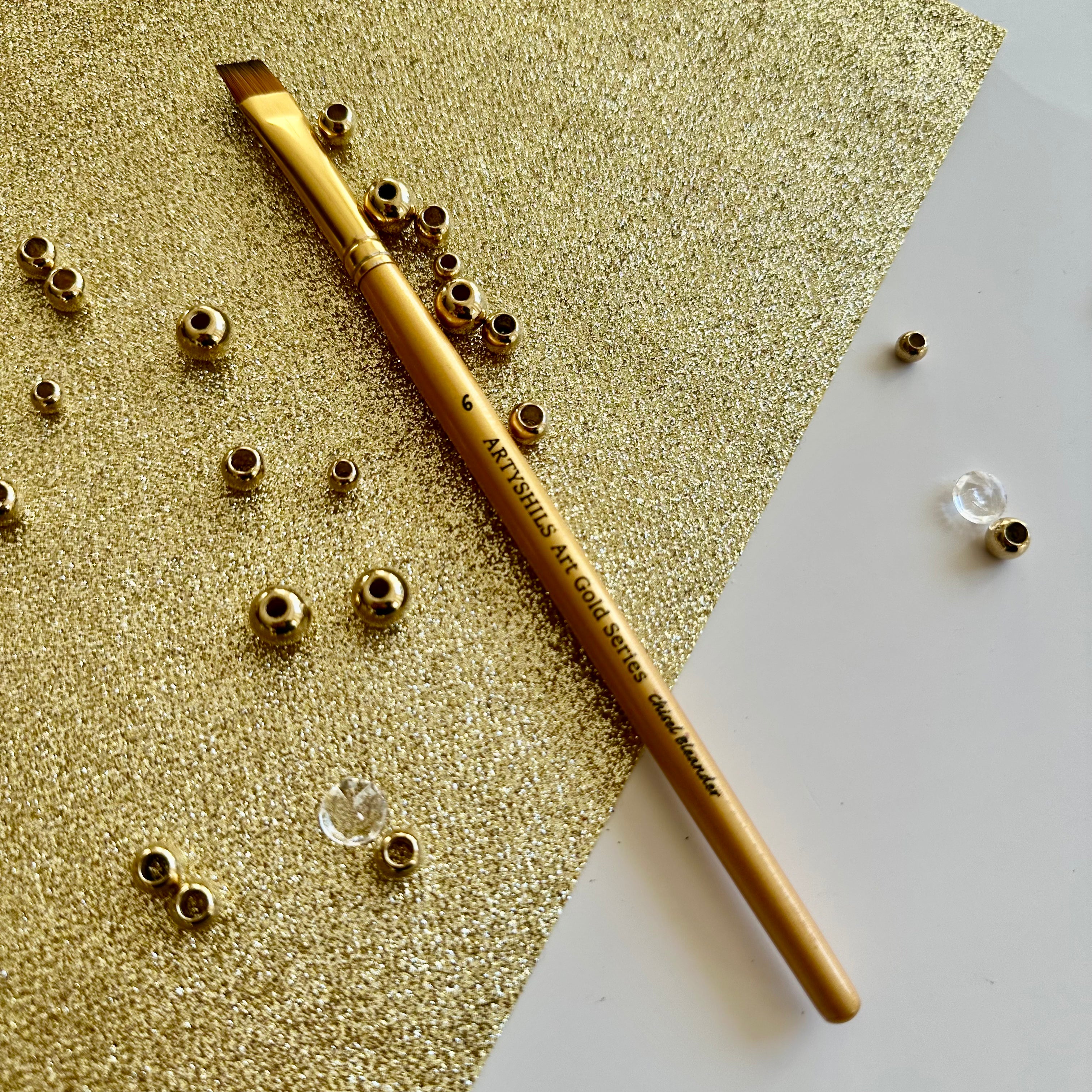 No.6 Chisel Blender Brush : Gold Glow Collection | Synthetic Hair | Vegan