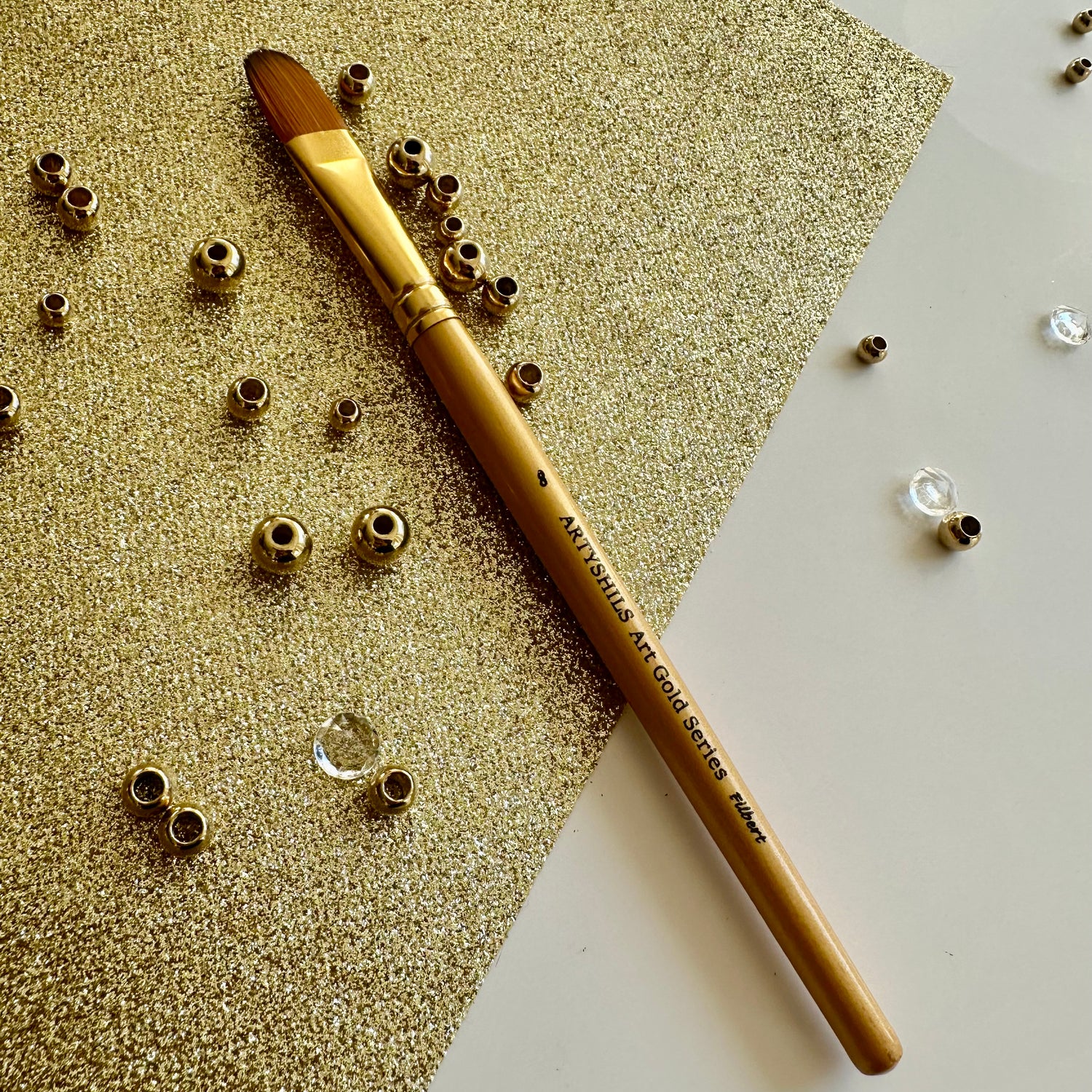 No.8 Filbert Hair Brush : Gold Glow Collection | Synthetic Hair | Vegan