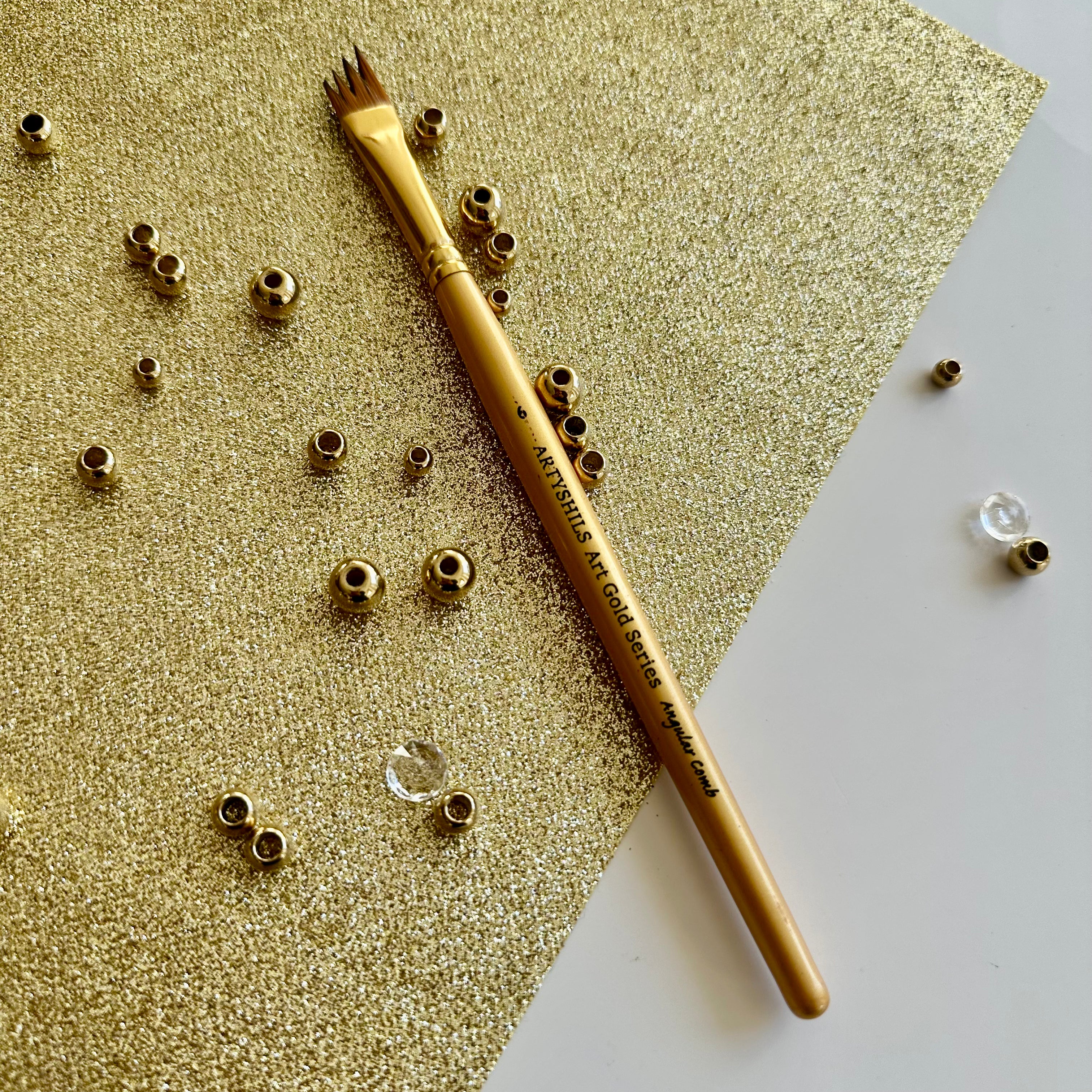 No.6 Angular Comb hair Brush : Gold Glow Collection | Synthetic Hair | Vegan