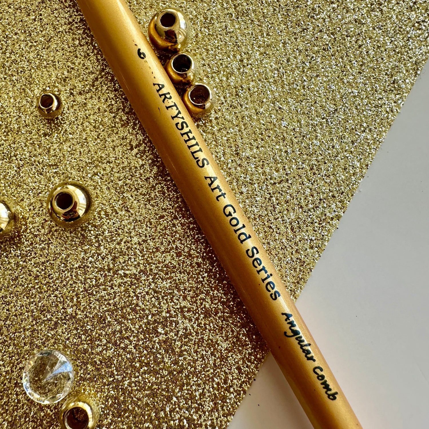 No.6 Angular Comb hair Brush : Gold Glow Collection | Synthetic Hair | Vegan