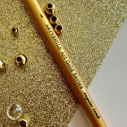 No.6 Angular Comb hair Brush : Gold Glow Collection | Synthetic Hair | Vegan