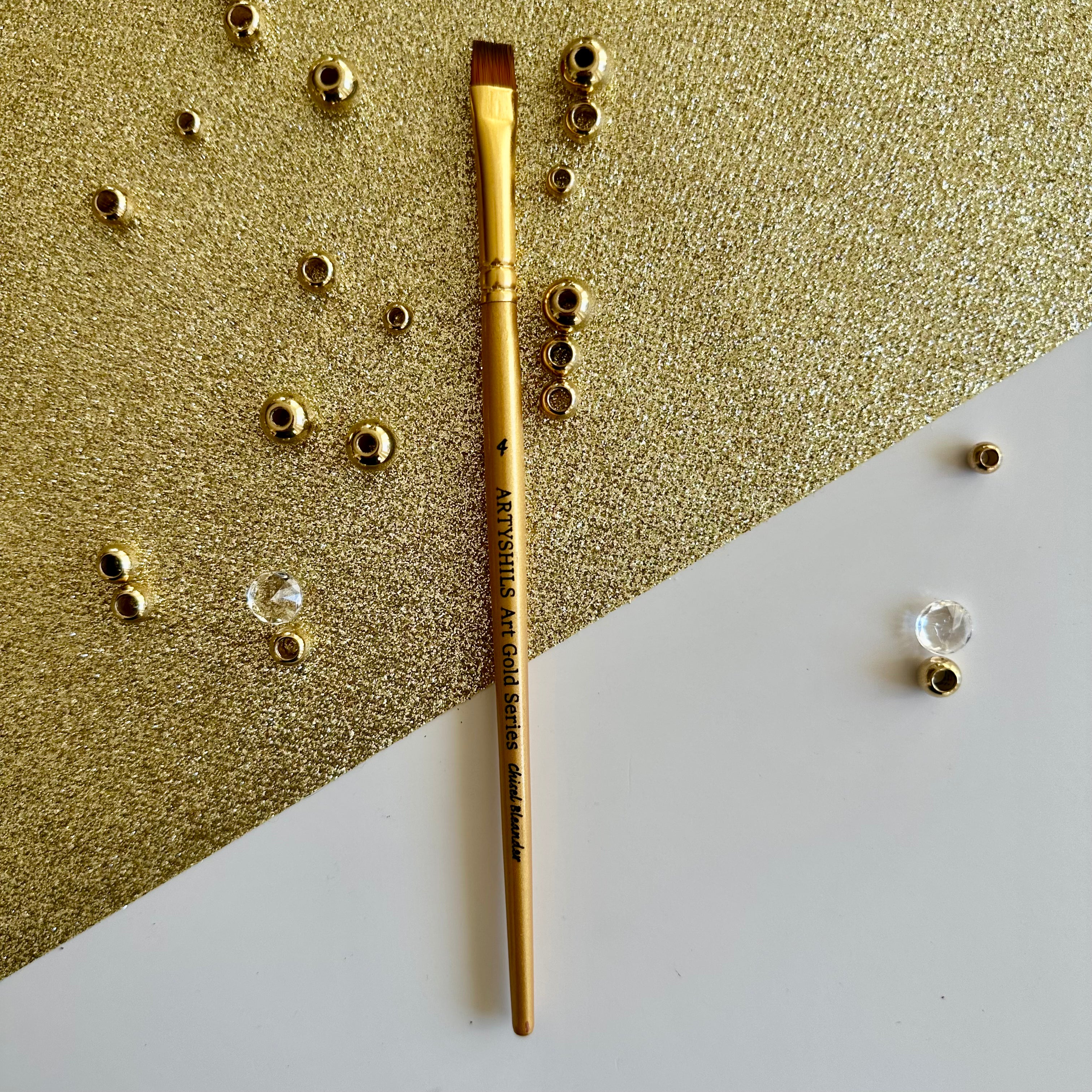 No.4 Chisel Blender Brush : Gold Glow Collection | Synthetic Hair | Vegan