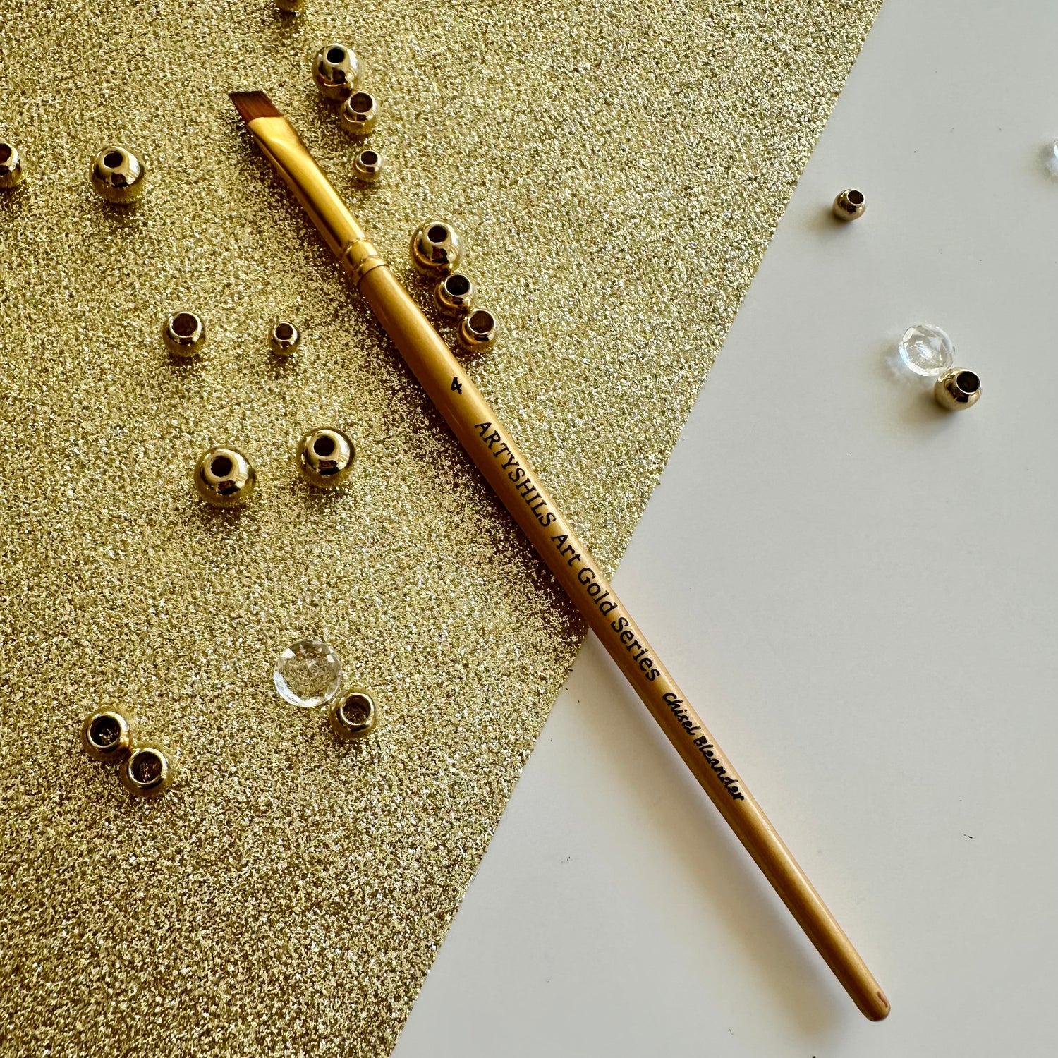 No.4 Chisel Blender Brush : Gold Glow Collection | Synthetic Hair | Vegan