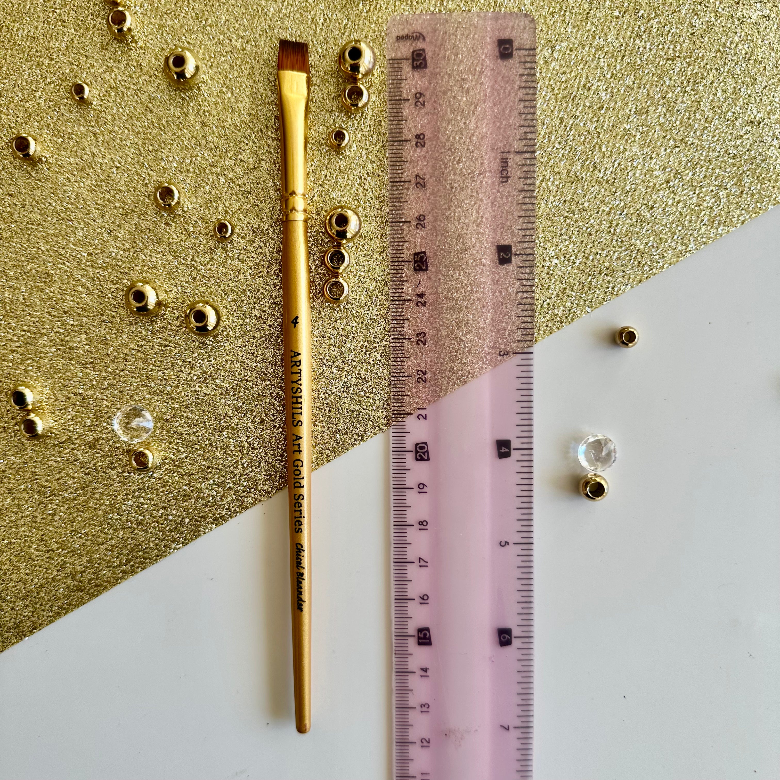 No.4 Chisel Blender Brush : Gold Glow Collection | Synthetic Hair | Vegan