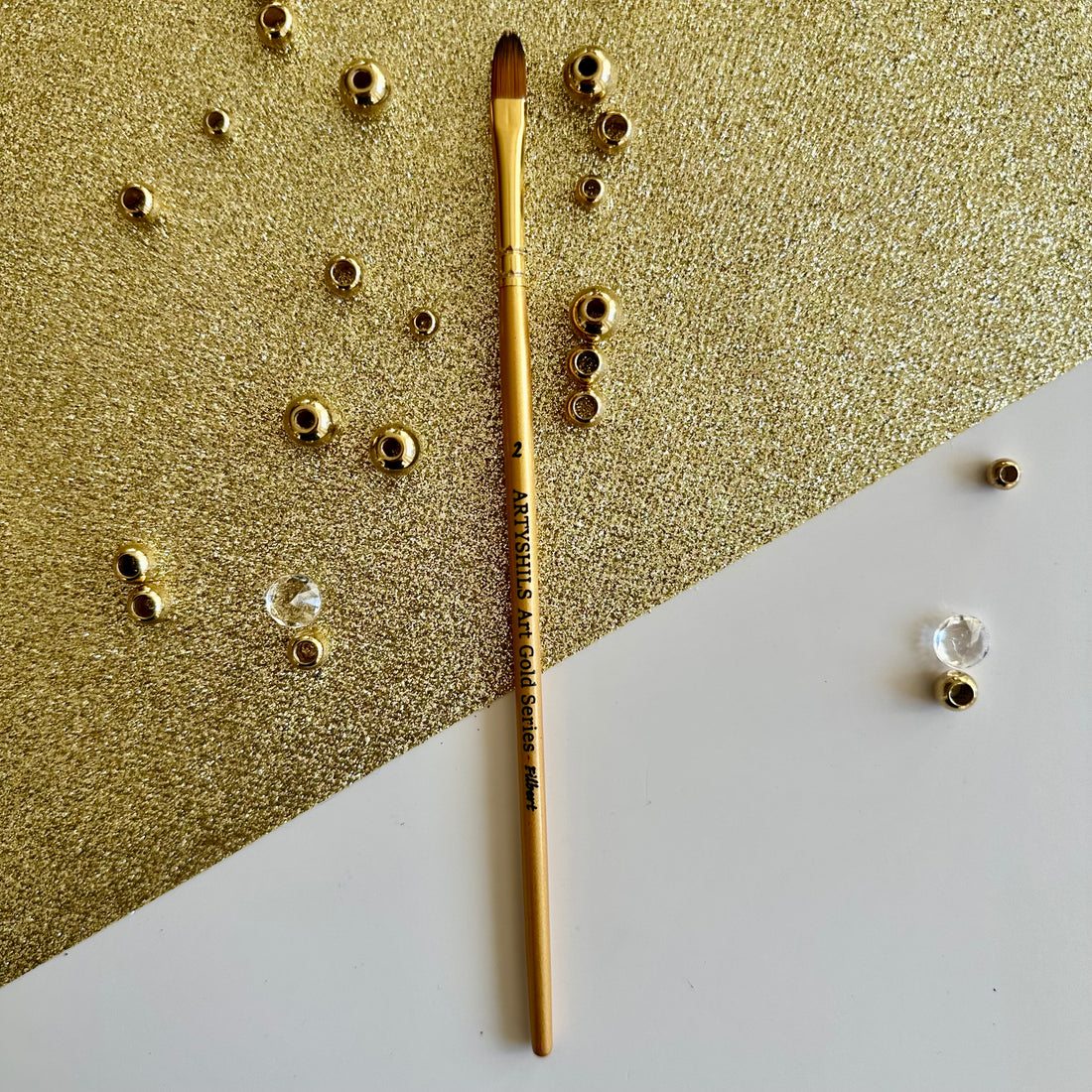 No.2 Filbert hair Brush : Gold Glow Collection | Synthetic Hair | Vegan