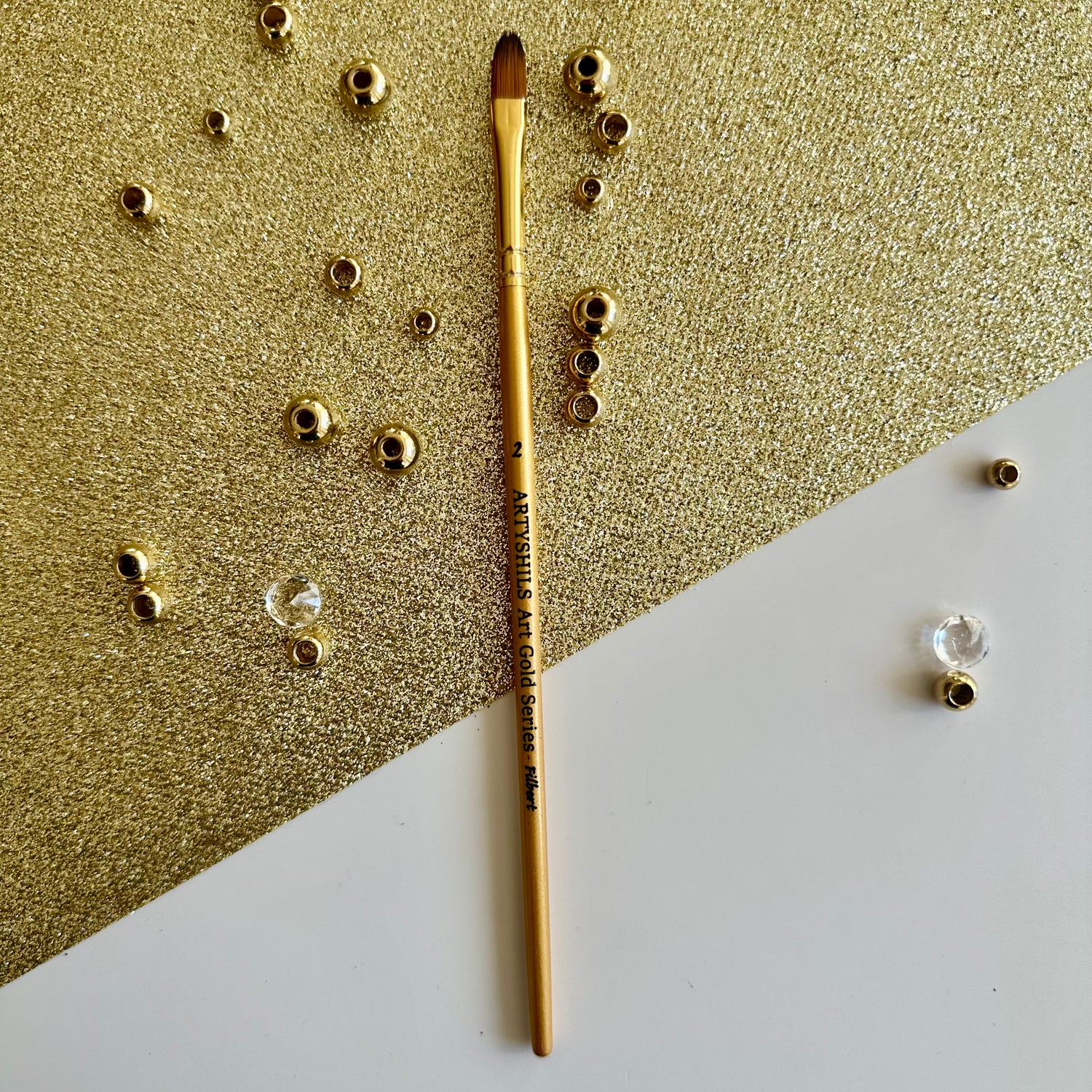 No.2 Filbert hair Brush : Gold Glow Collection | Synthetic Hair | Vegan