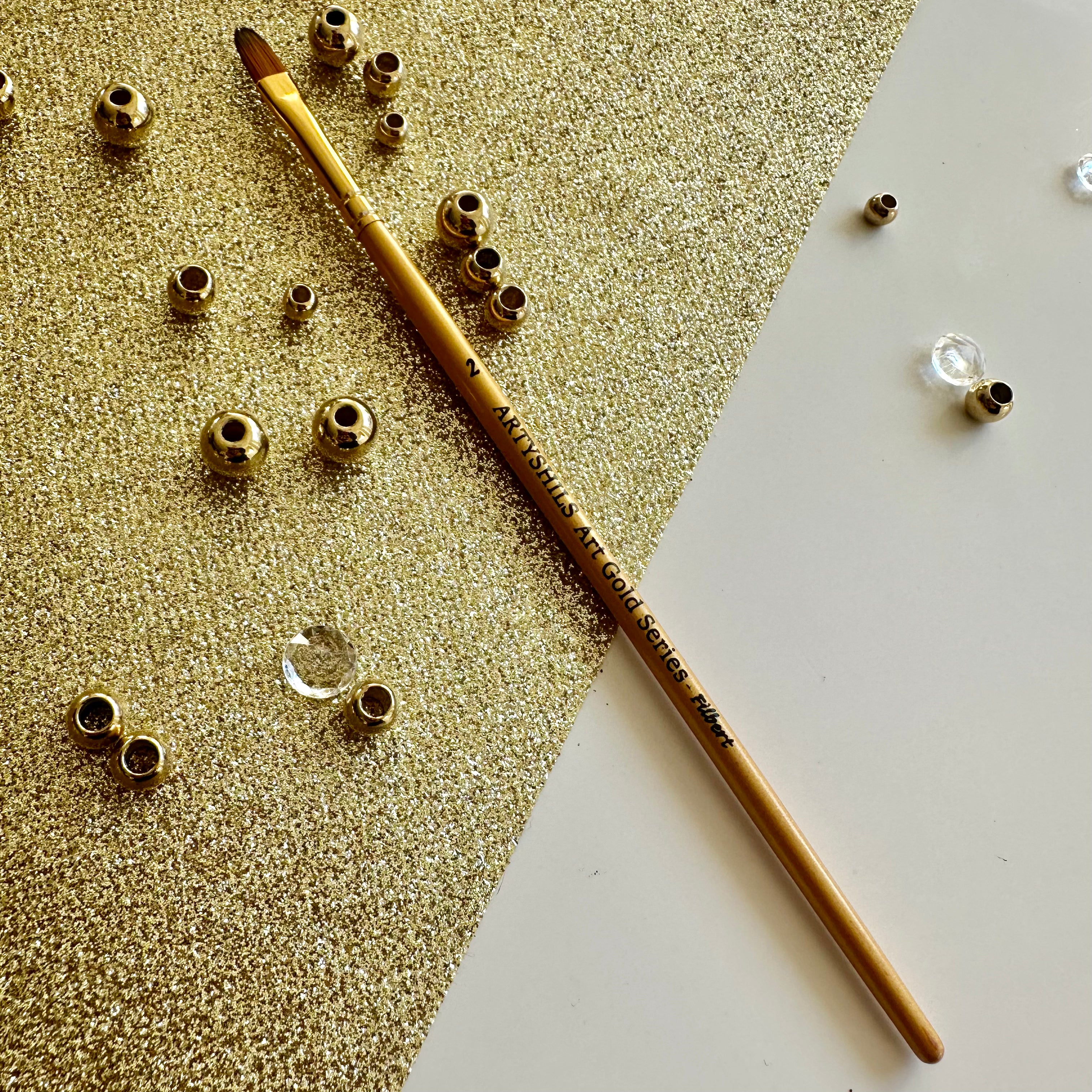 No.2 Filbert hair Brush : Gold Glow Collection | Synthetic Hair | Vegan