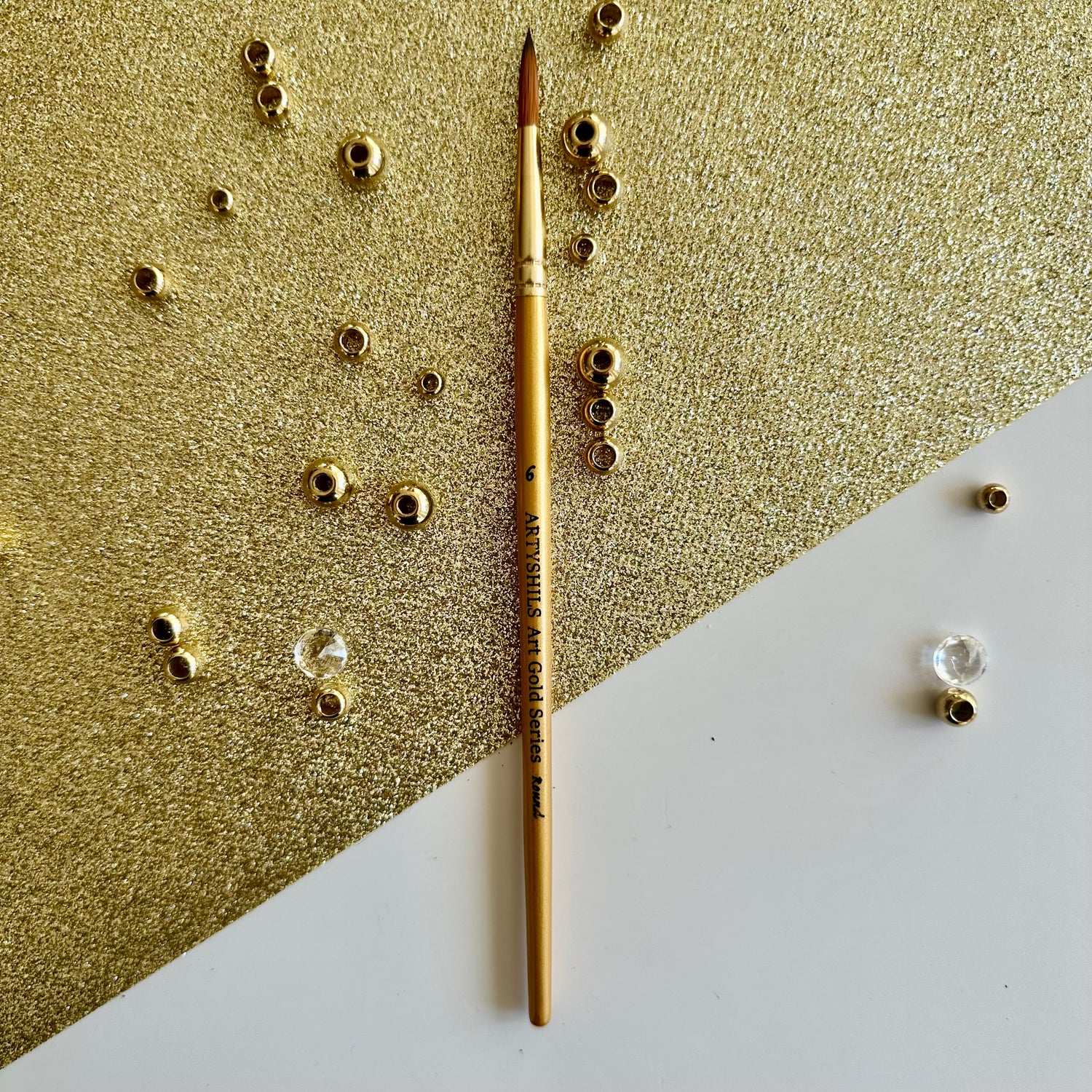 No.6 Round Brush : Gold Glow Collection | Synthetic Hair | Vegan