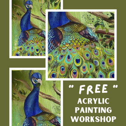 FREE Peacock Acrylic Painting Workshop | Learn to Paint a Beautiful Peacock on Canvas (Beginner Friendly Online Class)