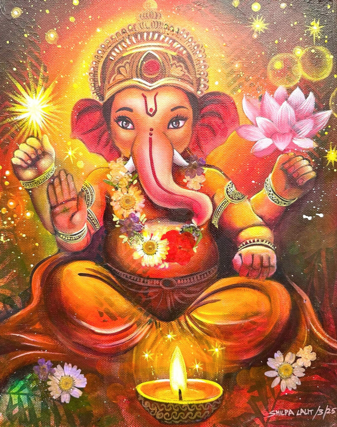 Divine Ganesha Acrylic Painting Workshop | Step-by-Step Mixed Media Canvas Art Class for Beginners & Artists