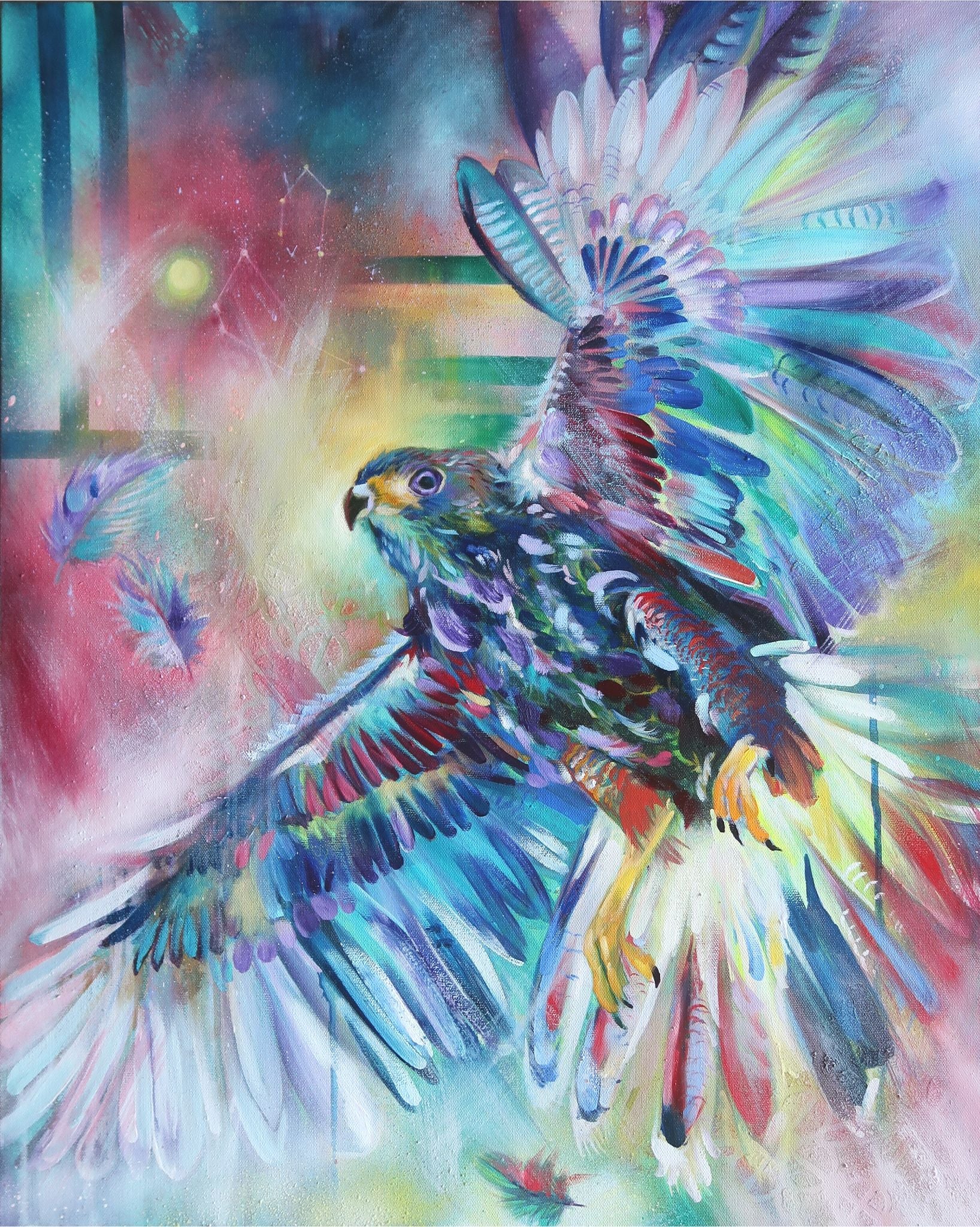 Bird oil painting on canvas original art artyshils