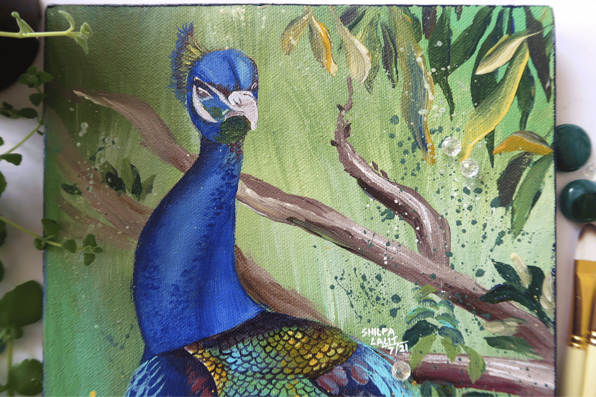 FREE Peacock Acrylic Painting Workshop | Learn to Paint a Beautiful Peacock on Canvas (Beginner Friendly Online Class)