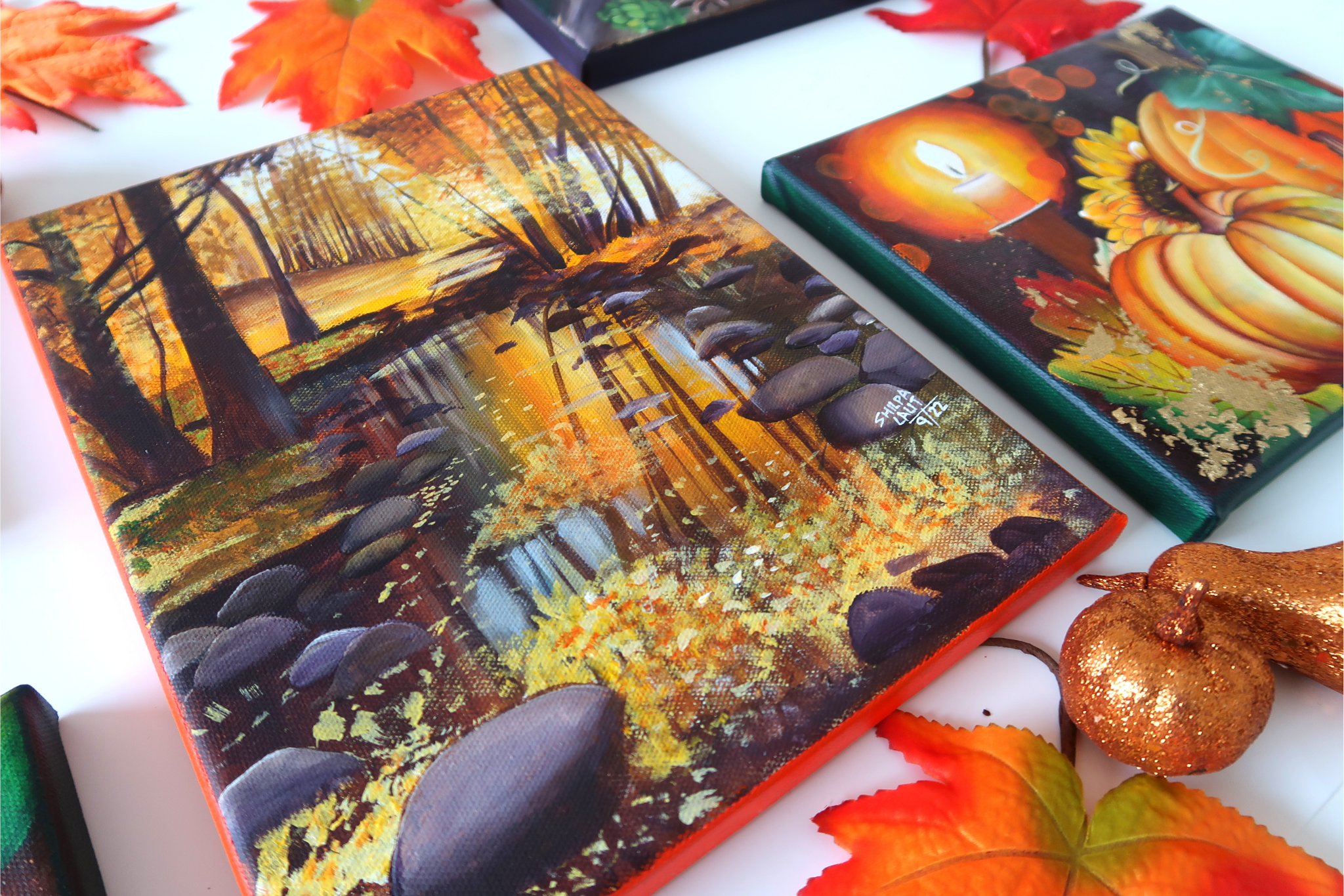 Fall Acrylic Painting Workshop (5 Canvases) | Beginner Step-by-Step Autumn Art Class Online