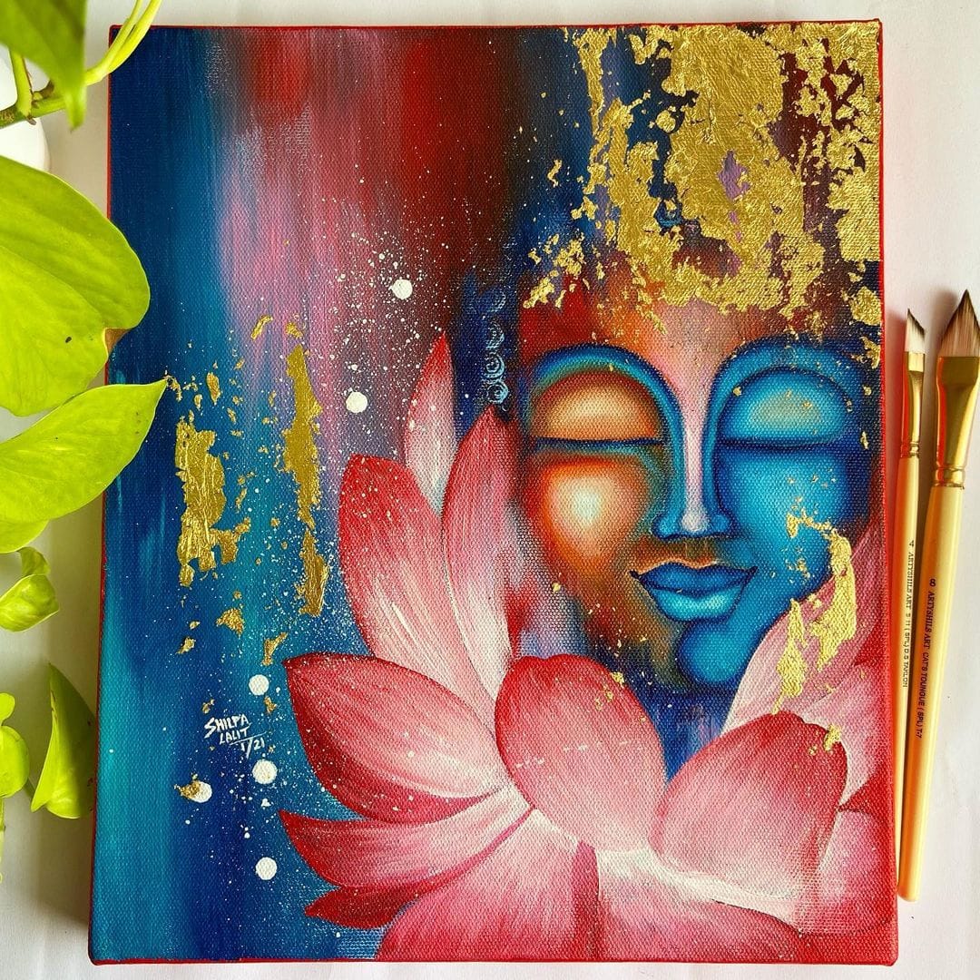 RED BLUE AND GOLD BUDDHA + BONUS BUDDHA PAINTING WORKSHOP