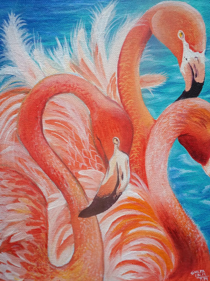 Bring Your Walls to Life with Flamingos: Two Step-by-Step Acrylic Painting Workshops of Flamingo Family and Trio