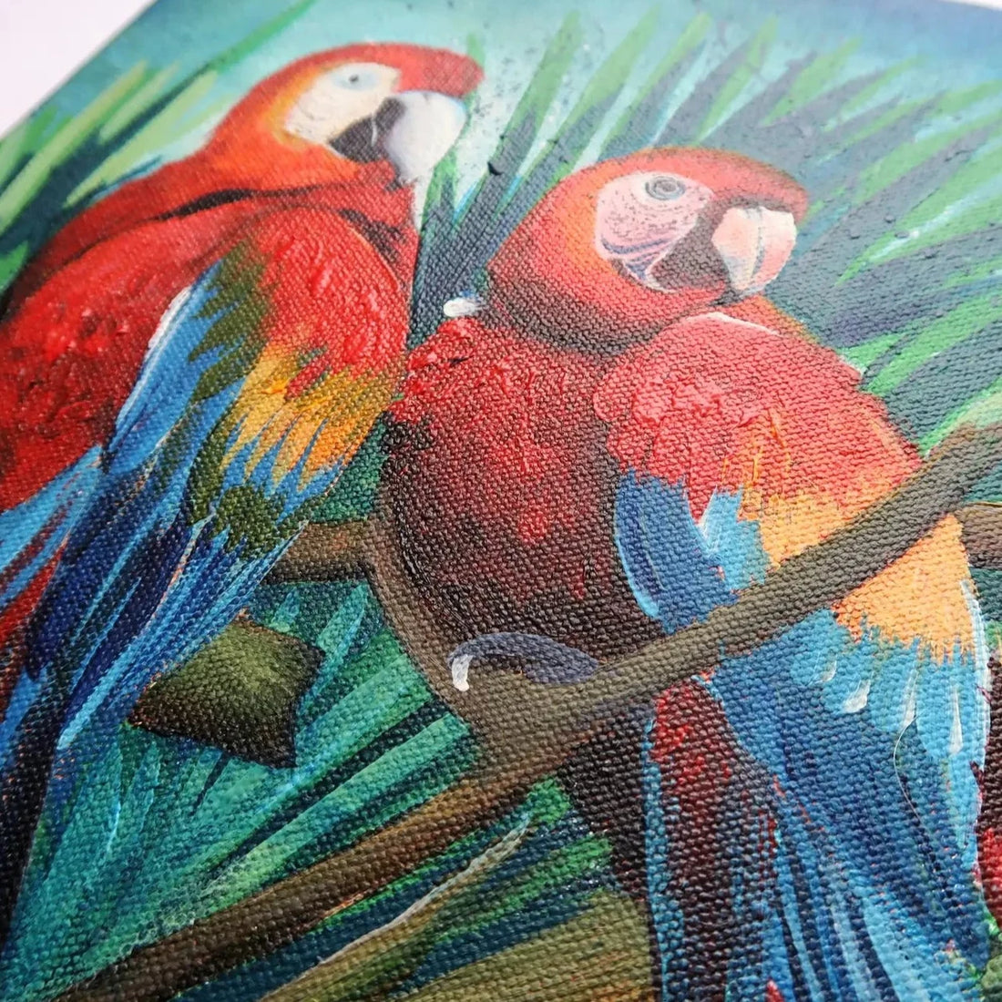 Acrylic Painting Workshop: Create Stunning 2 Macaws in a Tropical Forest on Wrapped Canvas