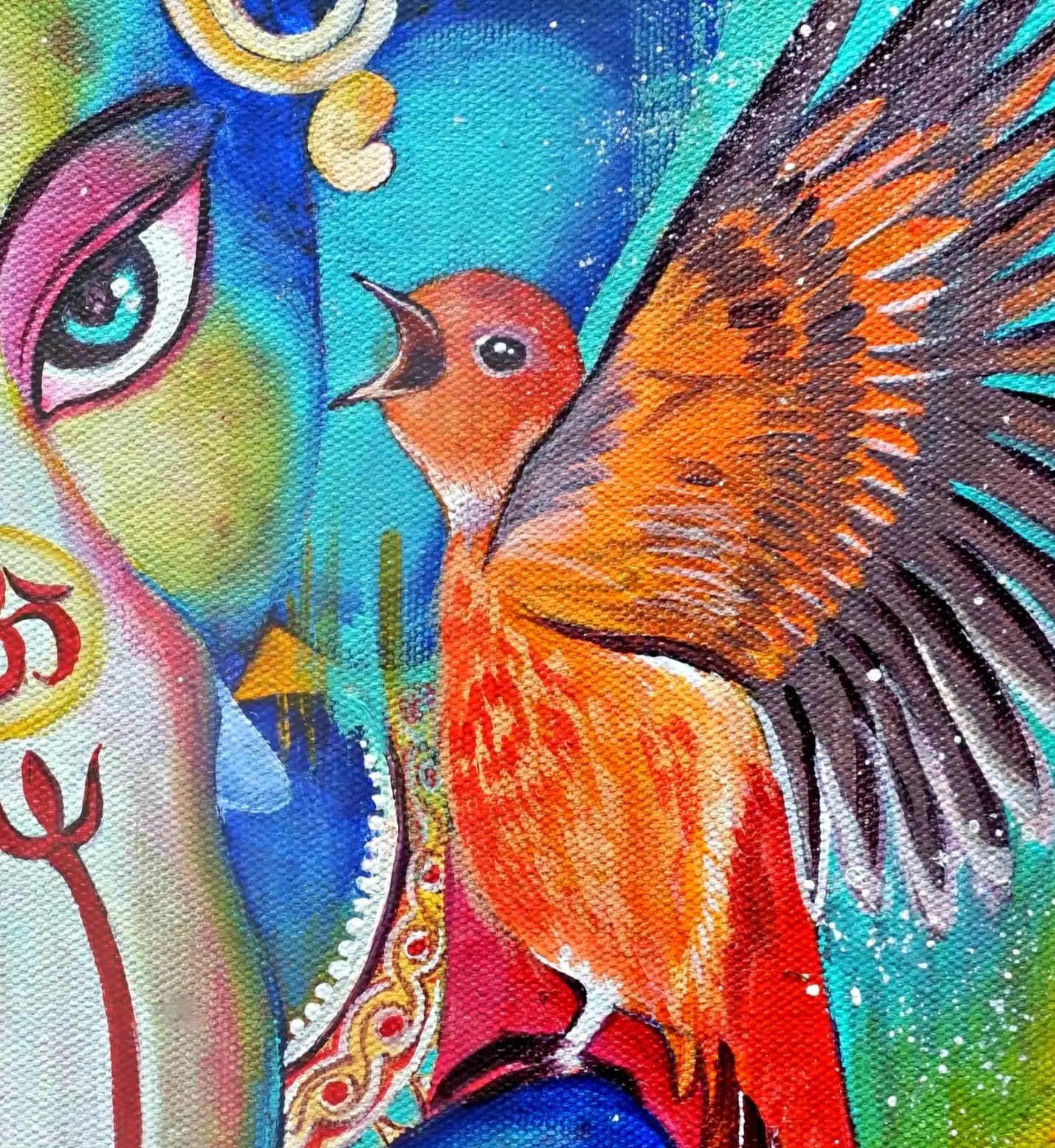 Learn to Paint the Majestic Lord Ganesha with the Red Bird - Acrylic Painting Workshop