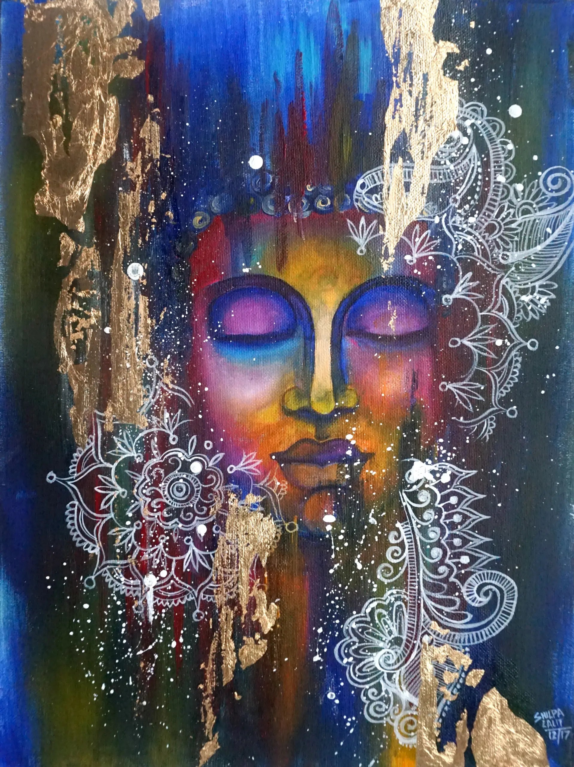 Golden Serenity: Learn to Paint a Meditating Buddha with Gold Leaf using Acrylics on Canvas