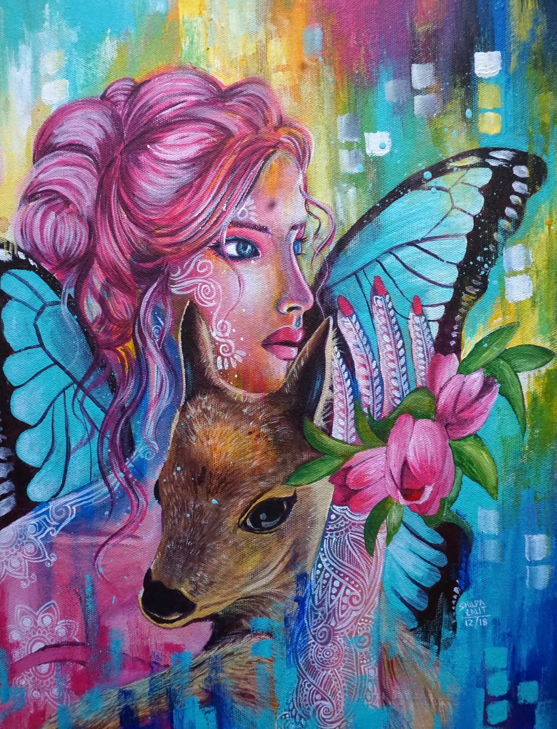 Enchanting Butterfly Girl and Majestic Deer Painting: A Step-by-Step Guide for Beginners