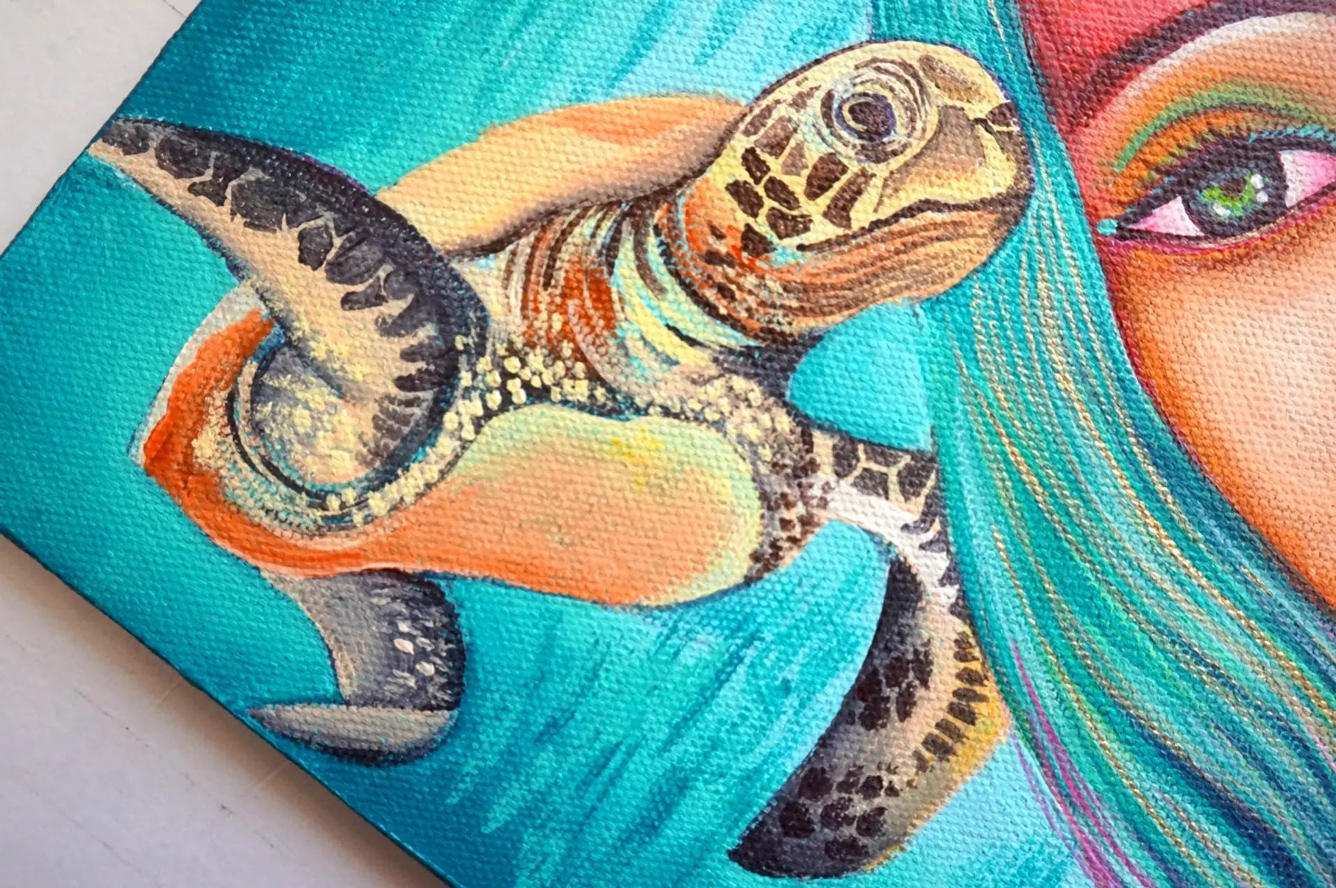 Underwater Harmony: Learn to Paint a Mermaid with Turtles using Acrylics on Canvas