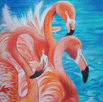 Bring Your Walls to Life with Flamingos: Two Step-by-Step Acrylic Painting Workshops of Flamingo Family and Trio