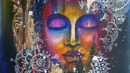 Golden Serenity: Learn to Paint a Meditating Buddha with Gold Leaf using Acrylics on Canvas
