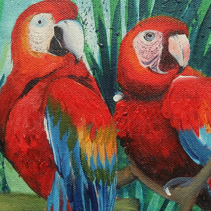 Acrylic Painting Workshop: Create Stunning 2 Macaws in a Tropical Forest on Wrapped Canvas