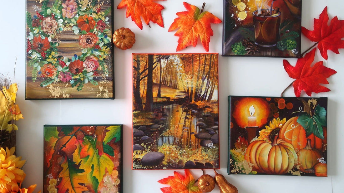 Discover the Beauty of Fall with 4 Stunning Autumn Acrylic Paintings + 1 FREE Bonus Workshop