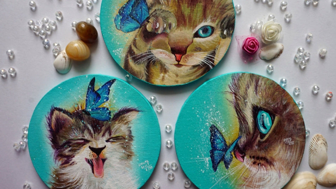 Learn to Paint 3 Adorable Kitties with Teasing Butterflies - A Step-by-Step Workshop