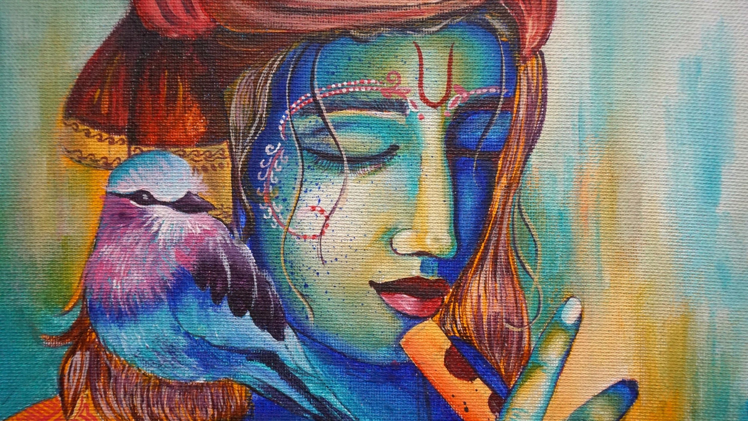 Paint Lord Krishna and the Bird - A Beginner-Friendly Acrylic Painting Workshop on Canvas