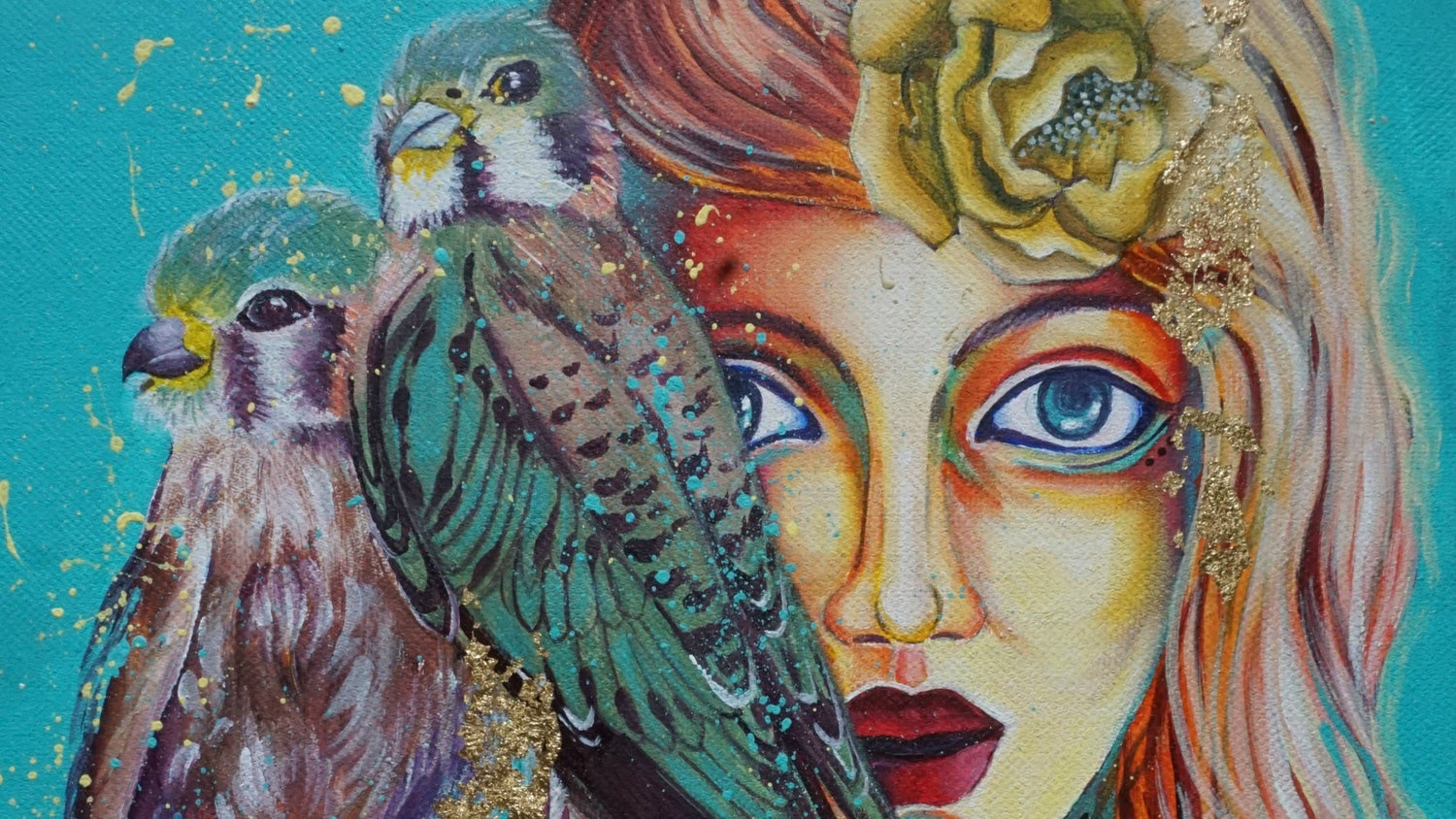 Discover the Art of Painting a Beautiful Girl with Two Birds - An Acrylic Workshop on Canvas for All Skill Levels!