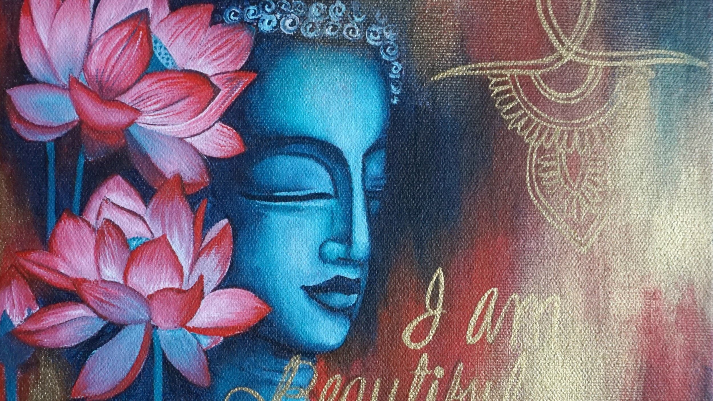 Explore Mindfulness and Creativity with Our Acrylic Painting Workshop: Learn How to Paint Buddha in Red and Gold Inspired by Affirmations - I AM, I AM, I AM