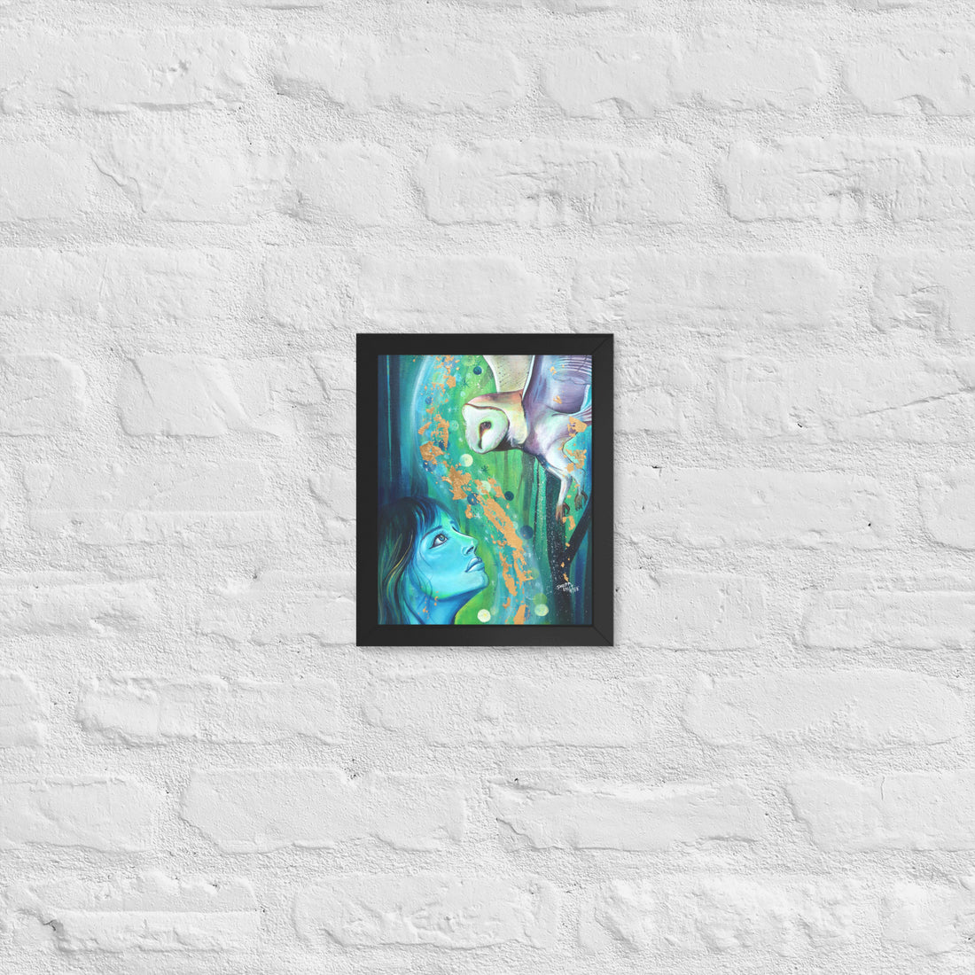 Framed Art Print :- CONNECTION | GIRL AND THE OWL