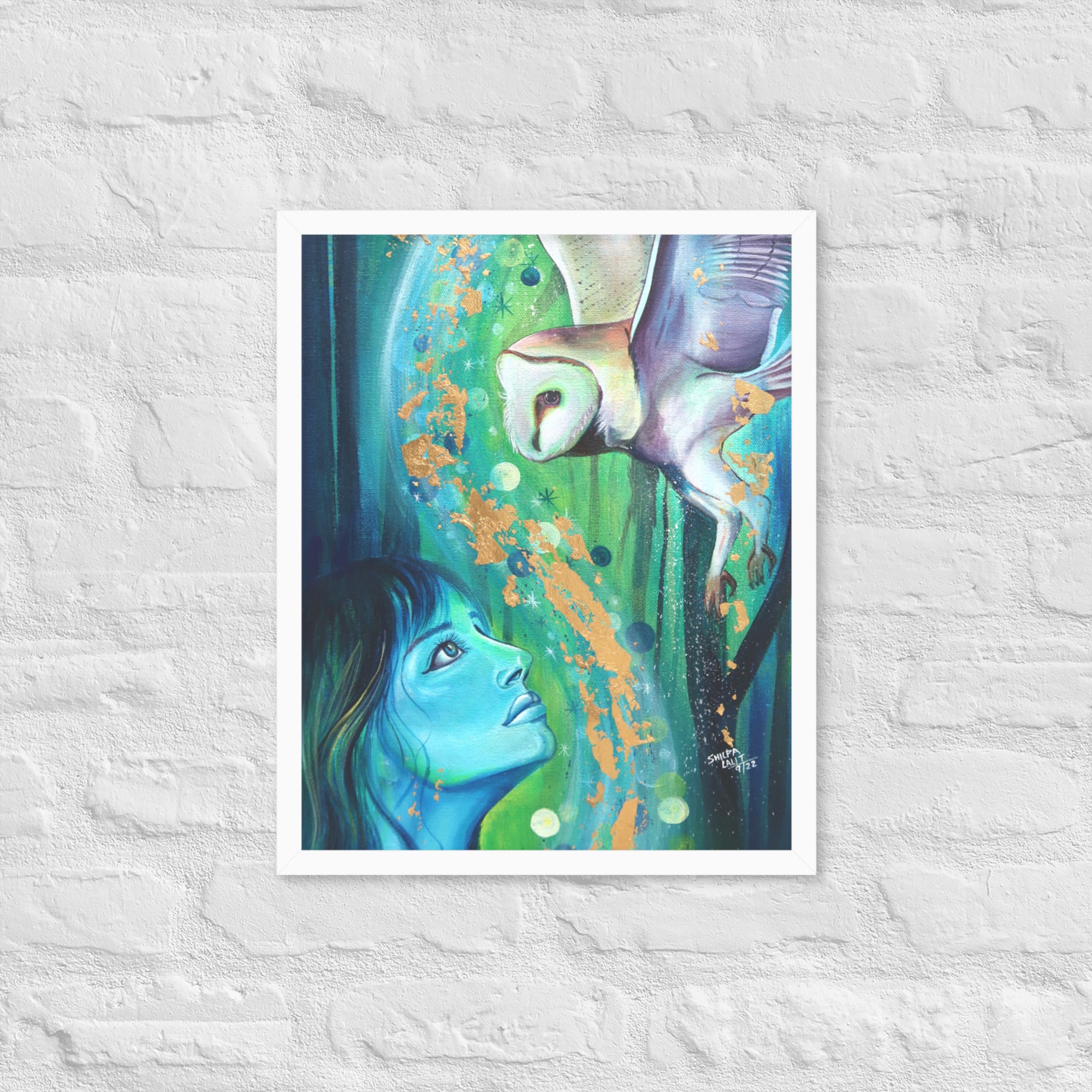 Framed Art Print :- CONNECTION | GIRL AND THE OWL