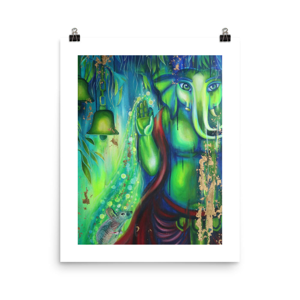 FINE ART PRINT :- “ LORD GANESHA WITH MOOSHAK “