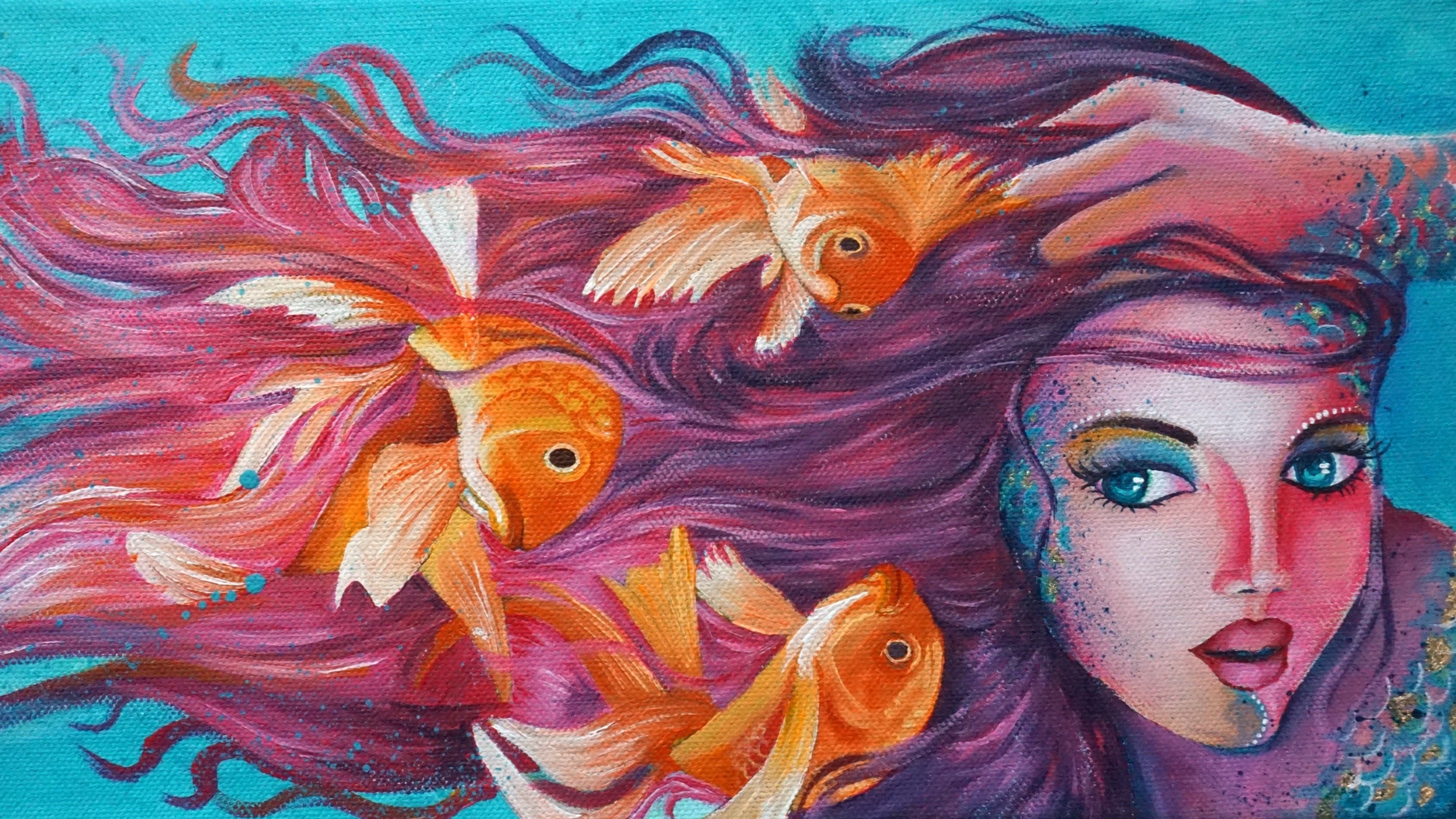 Enchanting Underwater World Learn to Paint a Mermaid with Acrylics on Canvas in This Workshop